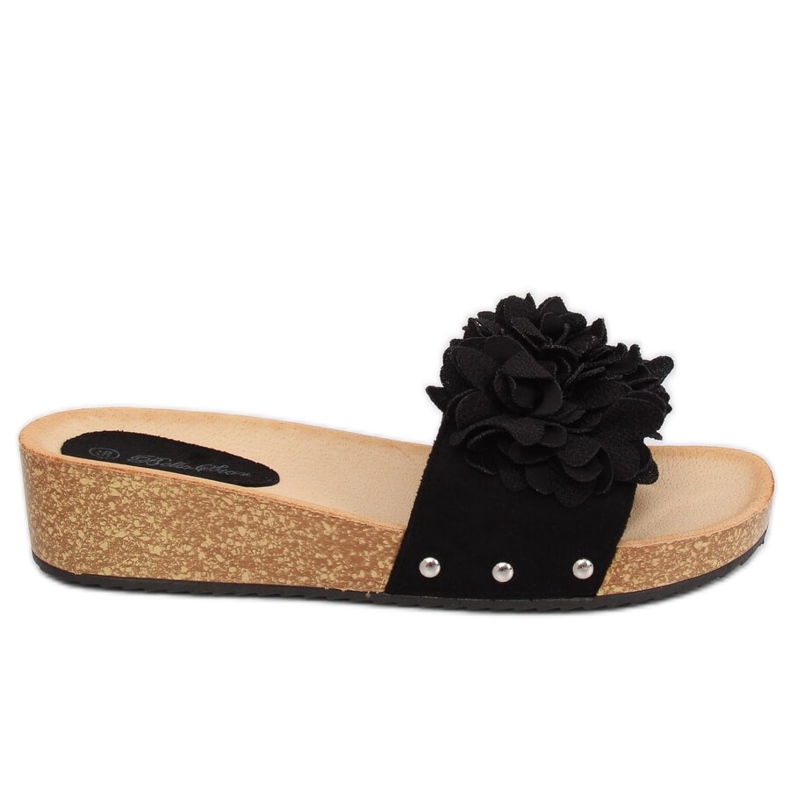 Sapatilhas pretas S63 pretas com flores preto
