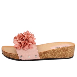 Chinelos rosa S63 rosa com flores