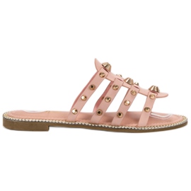 Renda Chinelos com strass rosa