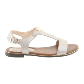 M.Daszyński Sandálias de salto plano Daszyński 1583 bege pérola castanho cinza