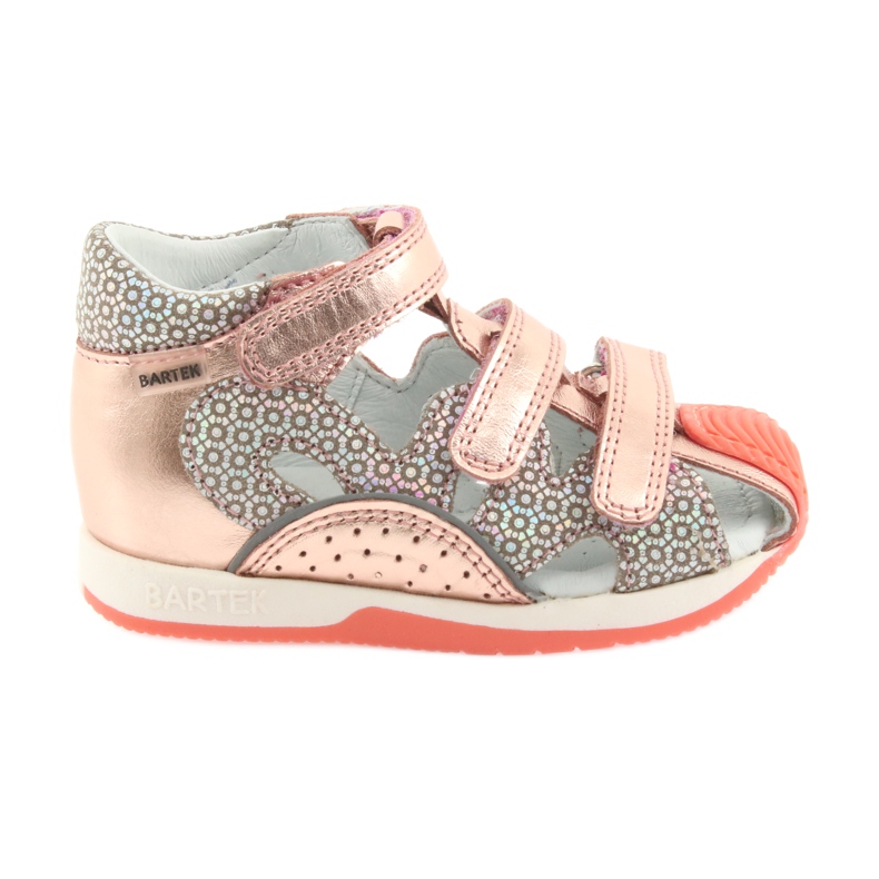 Sandálias Bartek 81021 ouro rosa laranja cinza amarelo