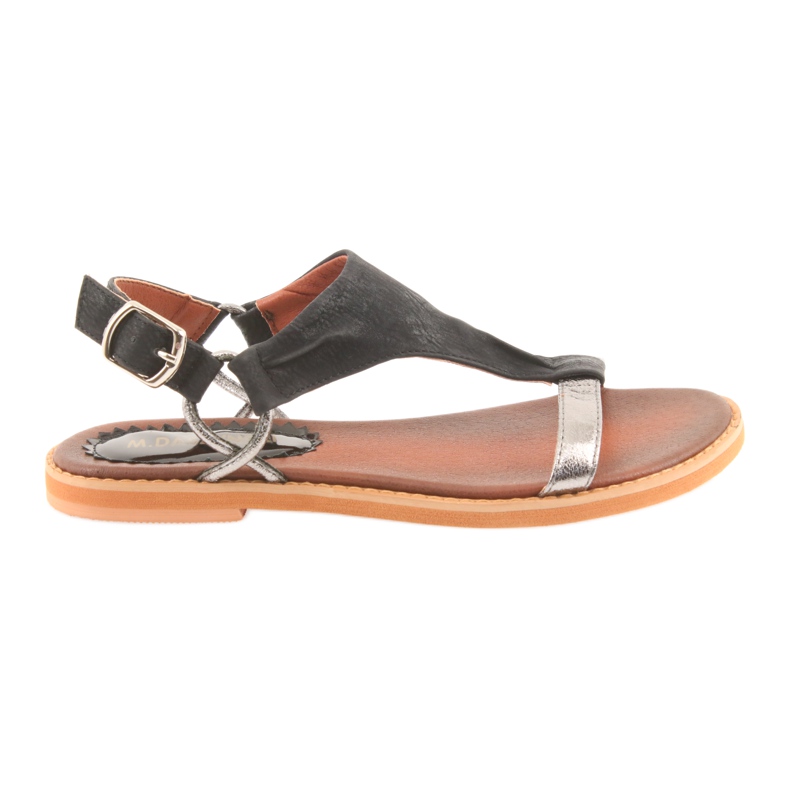 M.Daszyński Sandálias de salto liso Daszyński prata-preto cinza