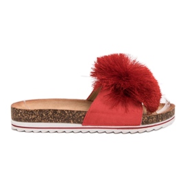 Seastar Chinelos com pompom vermelho