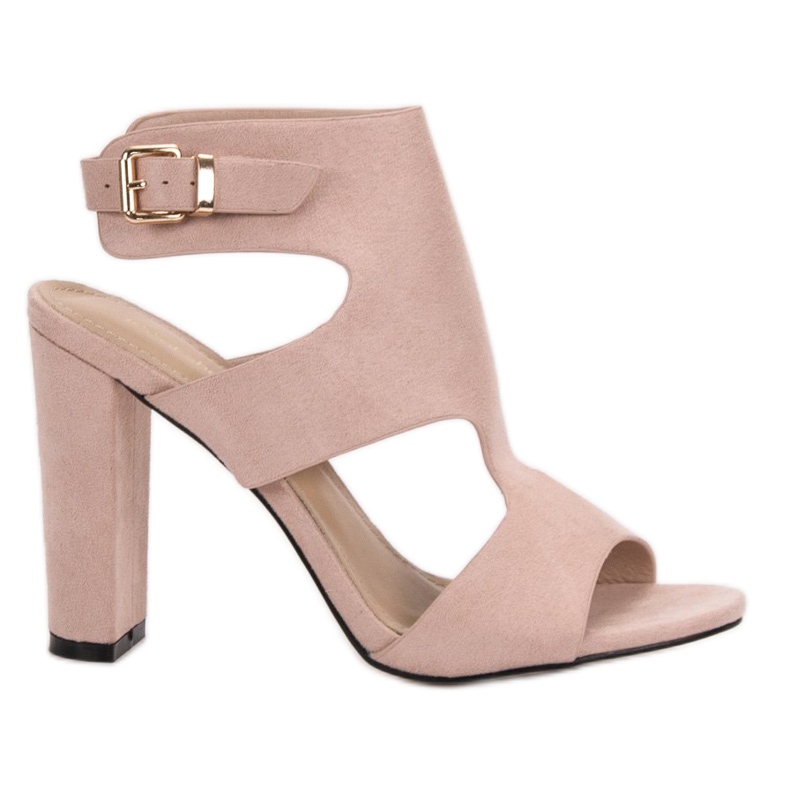 Ideal Shoes Sandálias sexy de salto alto castanho