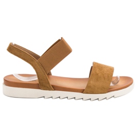 Primavera Sandálias camelo com elástico marrom