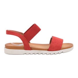 Primavera Sandálias vermelhas com elástico vermelho