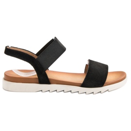 Primavera Sandálias Pretas com Borracha preto