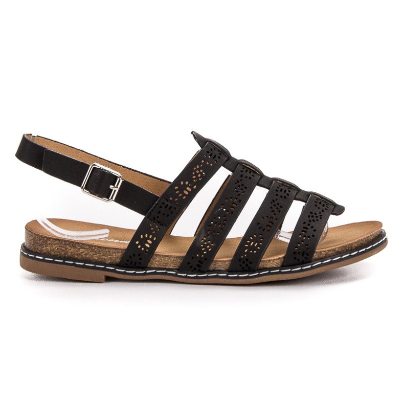 Renda Sandálias Pretas Confortáveis preto