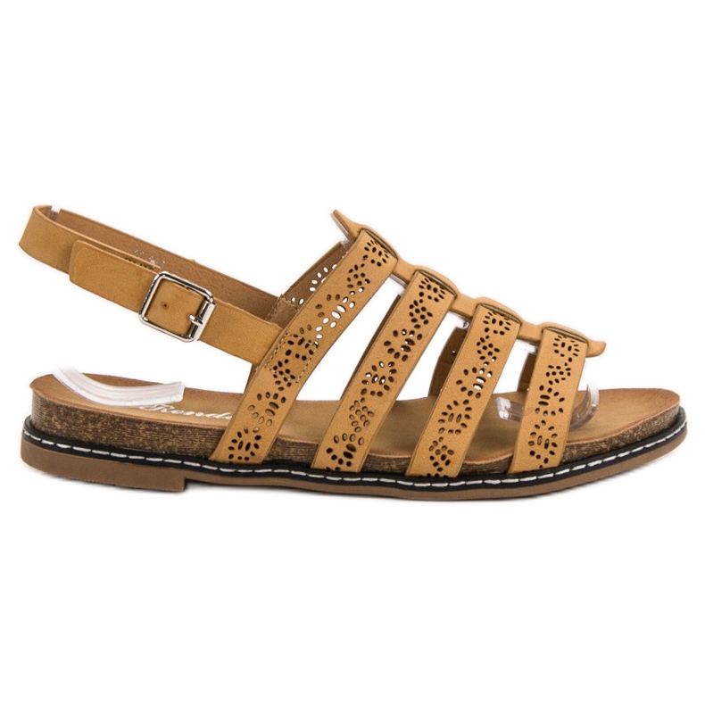 Renda Sandálias de Camelo Confortáveis castanho