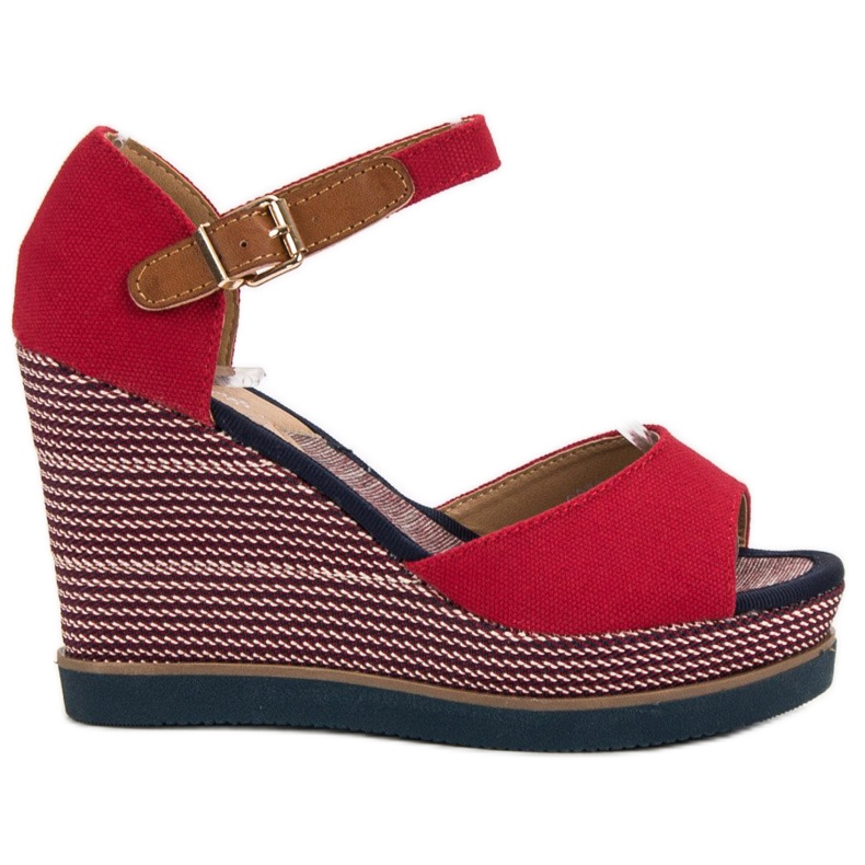 Primavera Sandálias de cunha vermelho