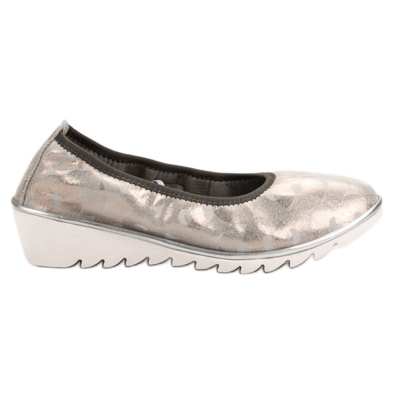 Filippo Bailarina de couro em cunha bege dourado