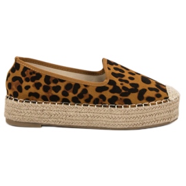 Best Shoes Senhores na plataforma com estampa de leopardo castanho