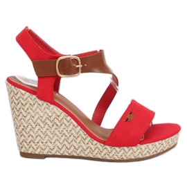 Sandálias de cunha vermelha BL-360 Red vermelho Sandálias de cunha vermelha BL-360 Red vermelho