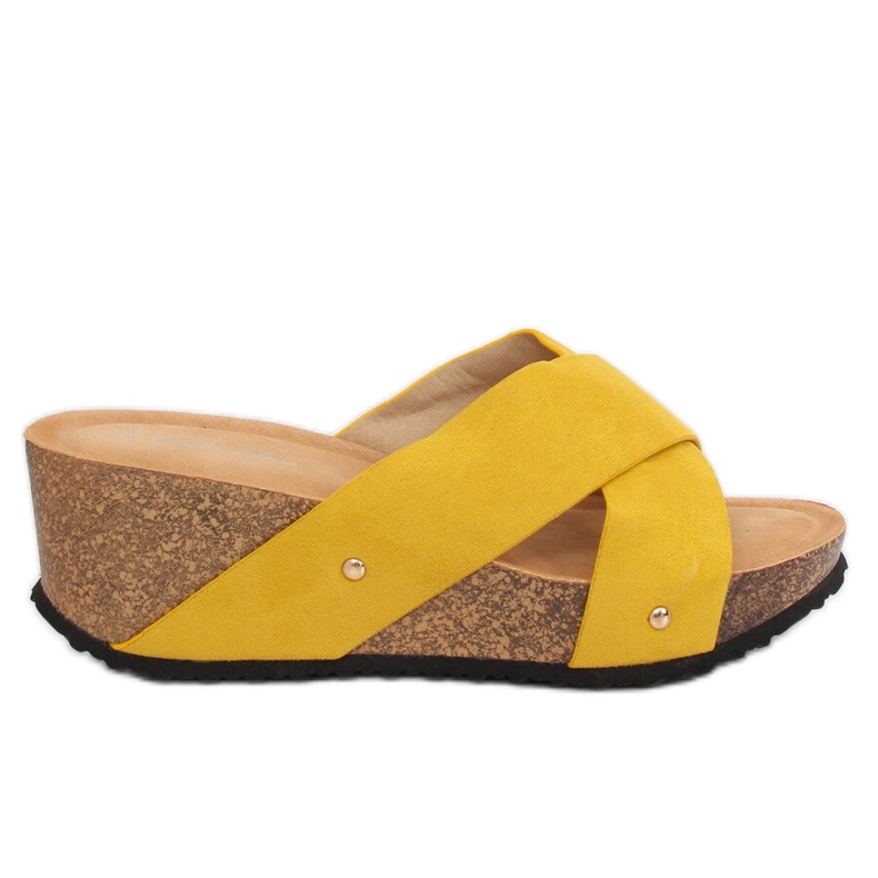 Chinelos amarelos G1560 de cunha amarela
