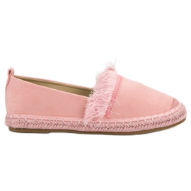 Lily Shoes Alpercatas com franjas rosa