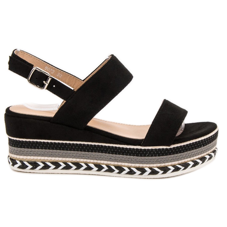 Primavera Sandálias Boho Wedge preto