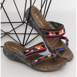 Flip-flops com contas pretas A123 Preto