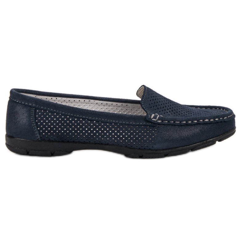 Mocassins de couro VINCEZA azul marinho