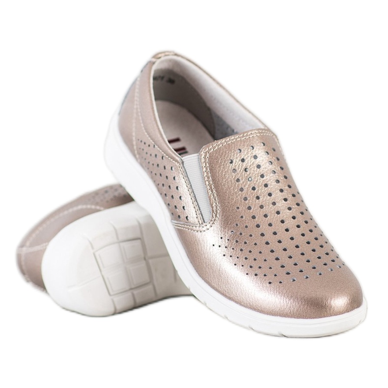 Kylie sapatos de couro dourado