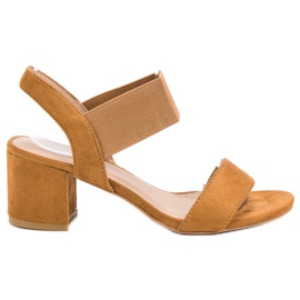 SHELOVET Sandálias de salto alto marrom