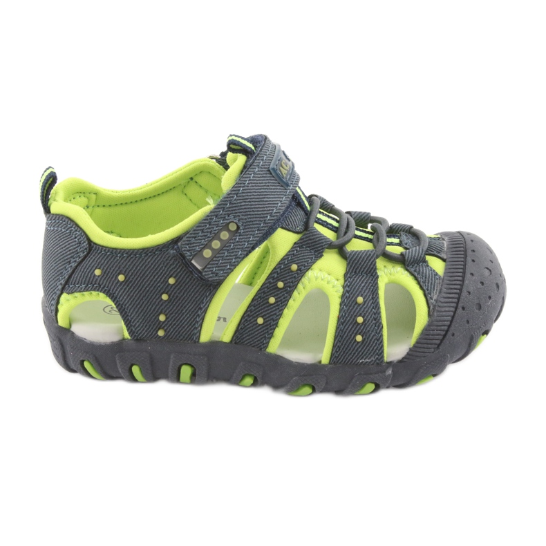 Sandálias de velcro American Club DR11 para meninos verde azul marinho