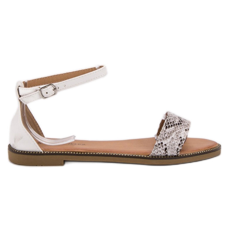 Laura Mode Sandálias rasteiras clássicas branco multicolorido