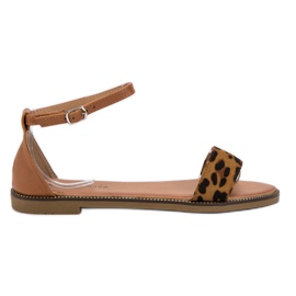 Laura Mode Sandálias rasteiras clássicas castanho