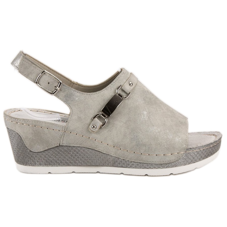 Goodin Sandálias de cunha confortáveis cinza