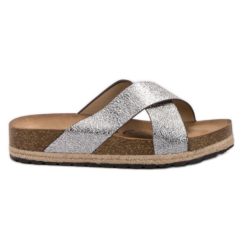 Goodin Chinelos prateados confortáveis cinza