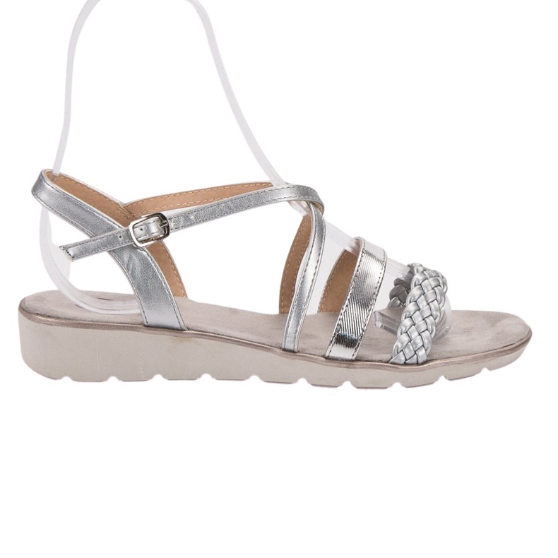 Kylie Sandálias prateadas na plataforma cinza