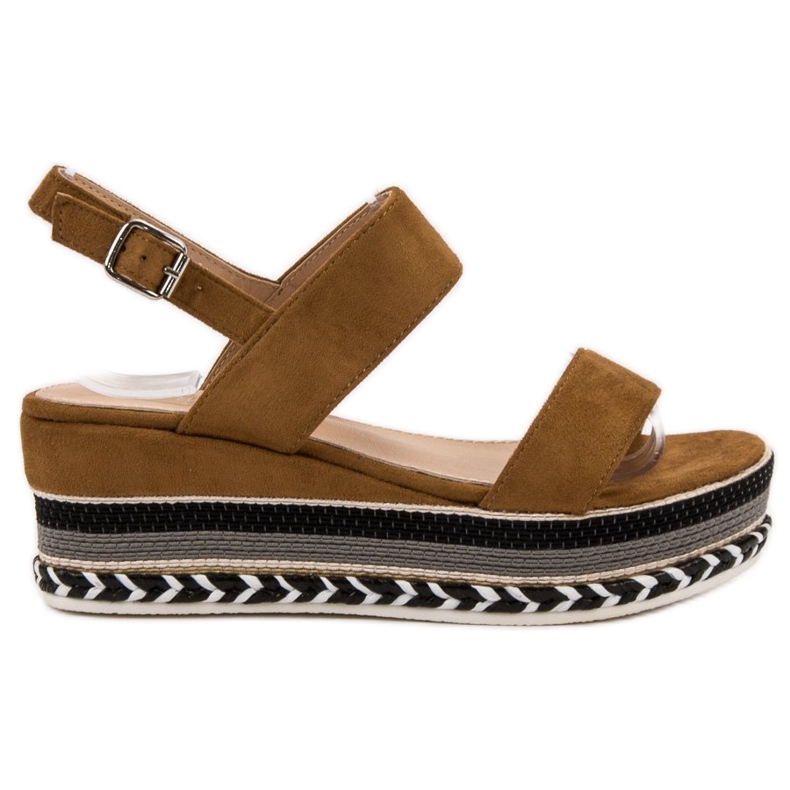 Primavera Sandálias Boho Wedge castanho