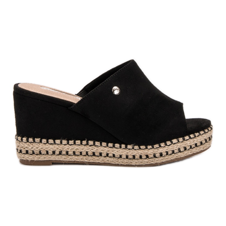 Best Shoes Sandálias de cunha preto