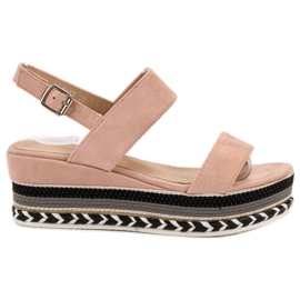 Primavera Sandálias Boho Wedge rosa