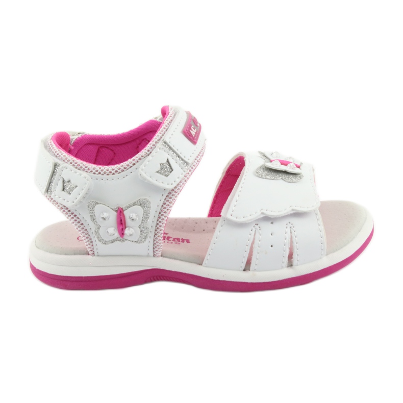 American Club Sandálias femininas com borboleta dr09 inserção de couro branco/rosa