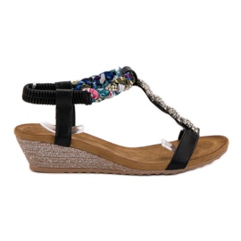 SHELOVET Sandálias com ornamentos preto