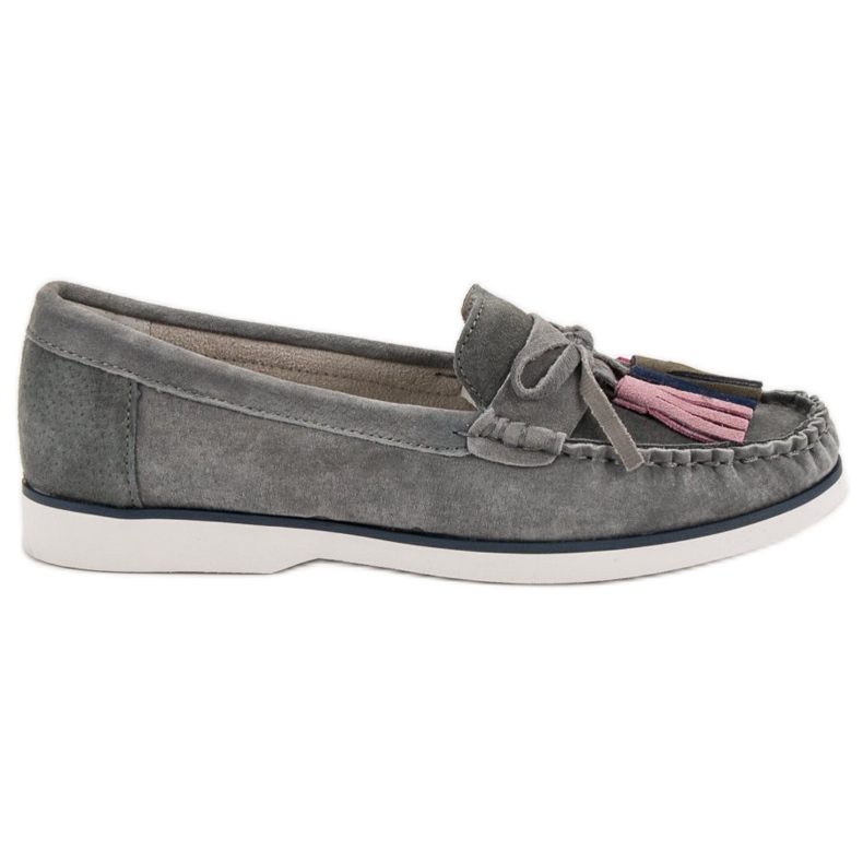 Filippo Mocassins de couro com franjas cinza