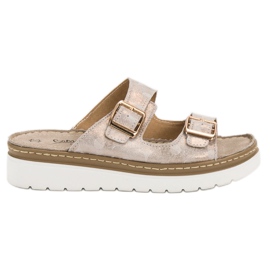 Filippo Chinelos de couro confortáveis marrom amarelo