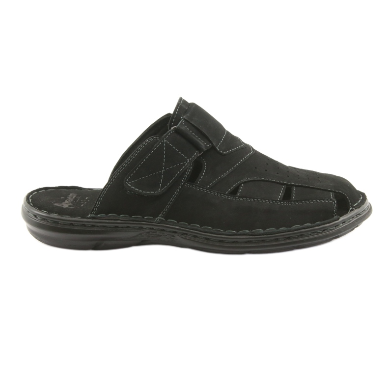 Chinelos masculinos leves PU American Club CY05 inferior preto