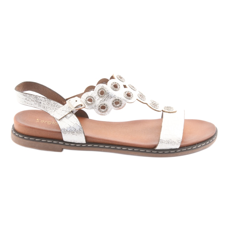 Sergio Leone Sandálias femininas branco cinza