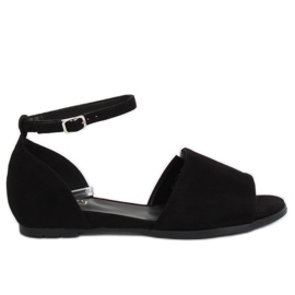 Black MM-589 Black ballerinas expostas preto