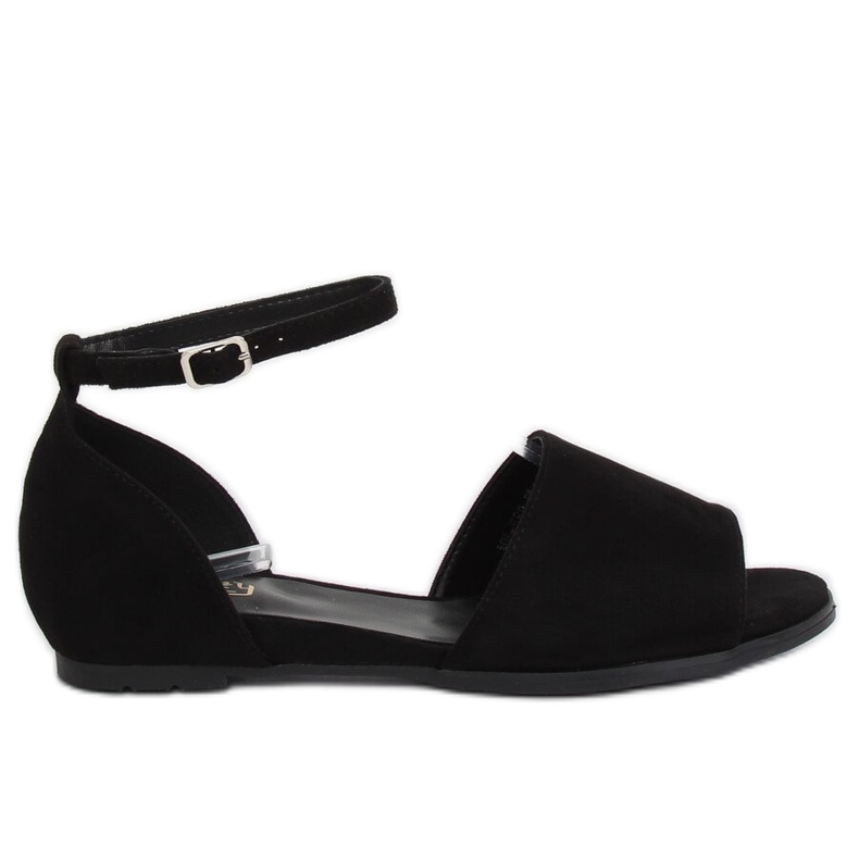 Black MM-589 Black ballerinas expostas preto