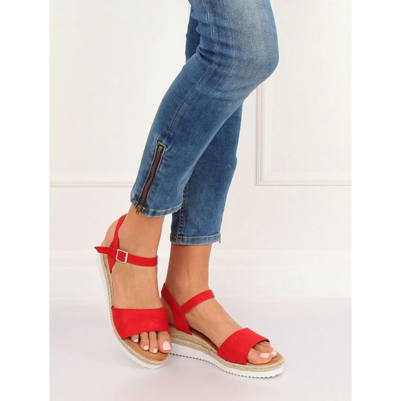 Sandálias de salto baixo vermelho 7868-KL Red II-GAT