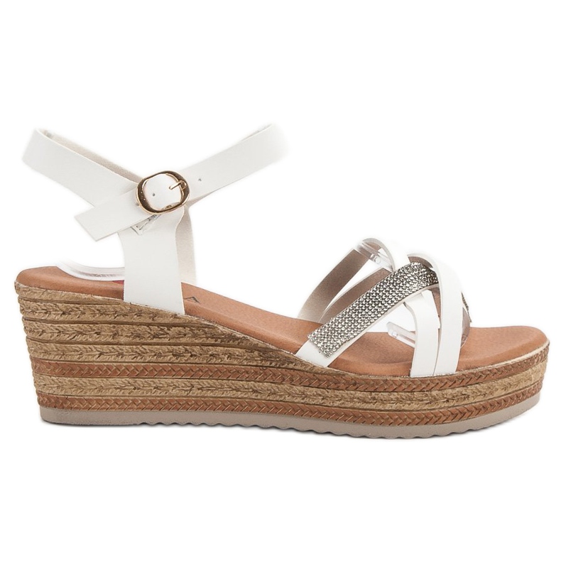 SHELOVET Sandálias leves com salto em cunha branco