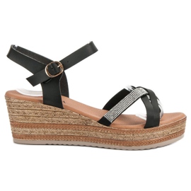 SHELOVET Sandálias leves com salto em cunha preto SHELOVET Sandálias leves com salto em cunha preto