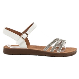 Camo Sandálias planas com zircônia cúbica branco