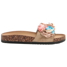 Cm Paris Chinelos com flores castanho