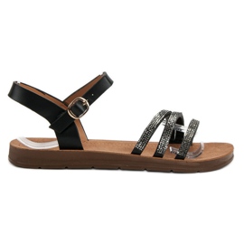 Camo Sandálias planas com zircônia cúbica preto Camo Sandálias planas com zircônia cúbica preto