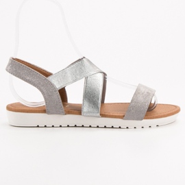 EXQUILY Sandálias De Prata Com Borracha cinza