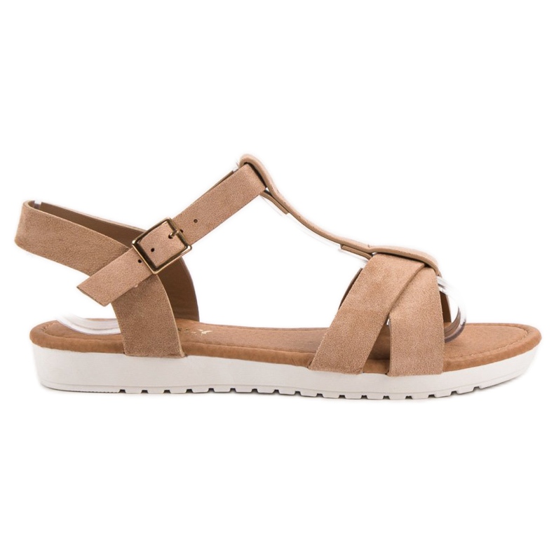 EXQUILY Sandálias de camurça clássicas castanho