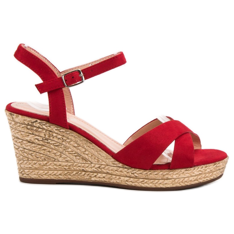 Best Shoes Sandálias vermelhas em cunha vermelho